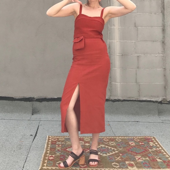 PALOMA WOOL Aquila Red Linen Skirt and Crop Top 34 XS - Picture 6 of 16